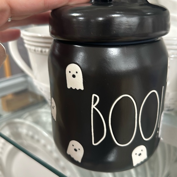 Rae Dunn BOO Ghost Black Halloween Canister Jar - Picture 1 of 3